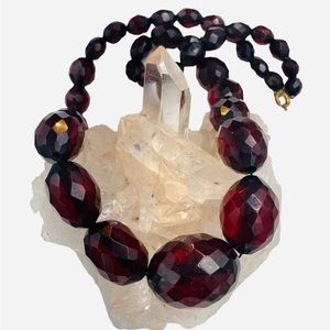 Vintage Authentic Faceted Cherry Bakelite Bead Necklace